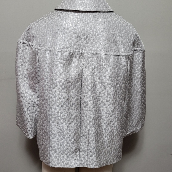 Lane Bryant metallic silver jacquard polka dot blazer size 14 - Picture 5 of 6